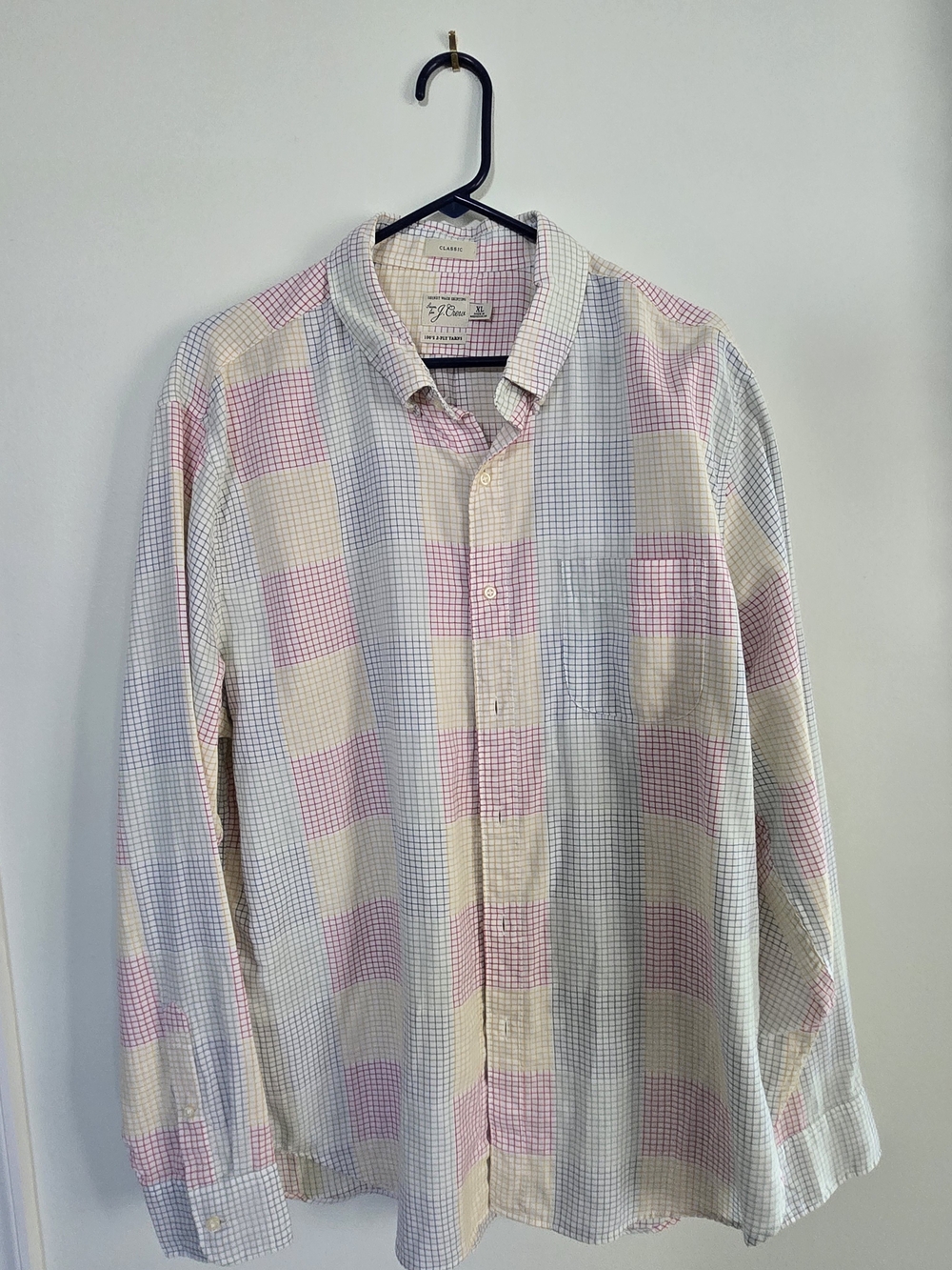 J. Crew Men’s Pink and Cream Plaid Button-Down Shirt